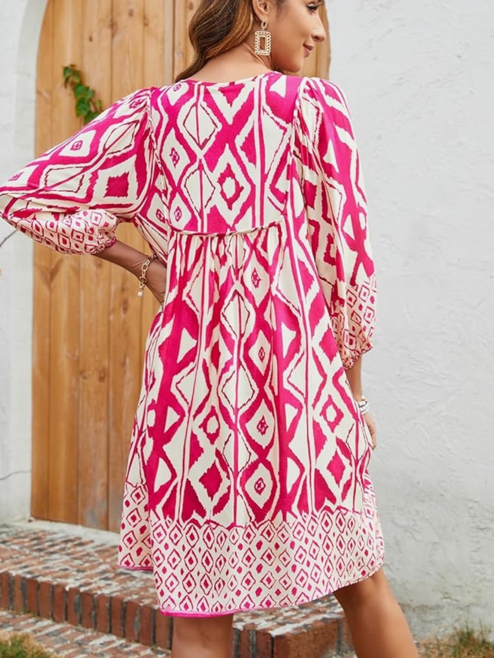 Qearal Geometric Summer Boho Mini Dress size XL - Picture 8 of 10